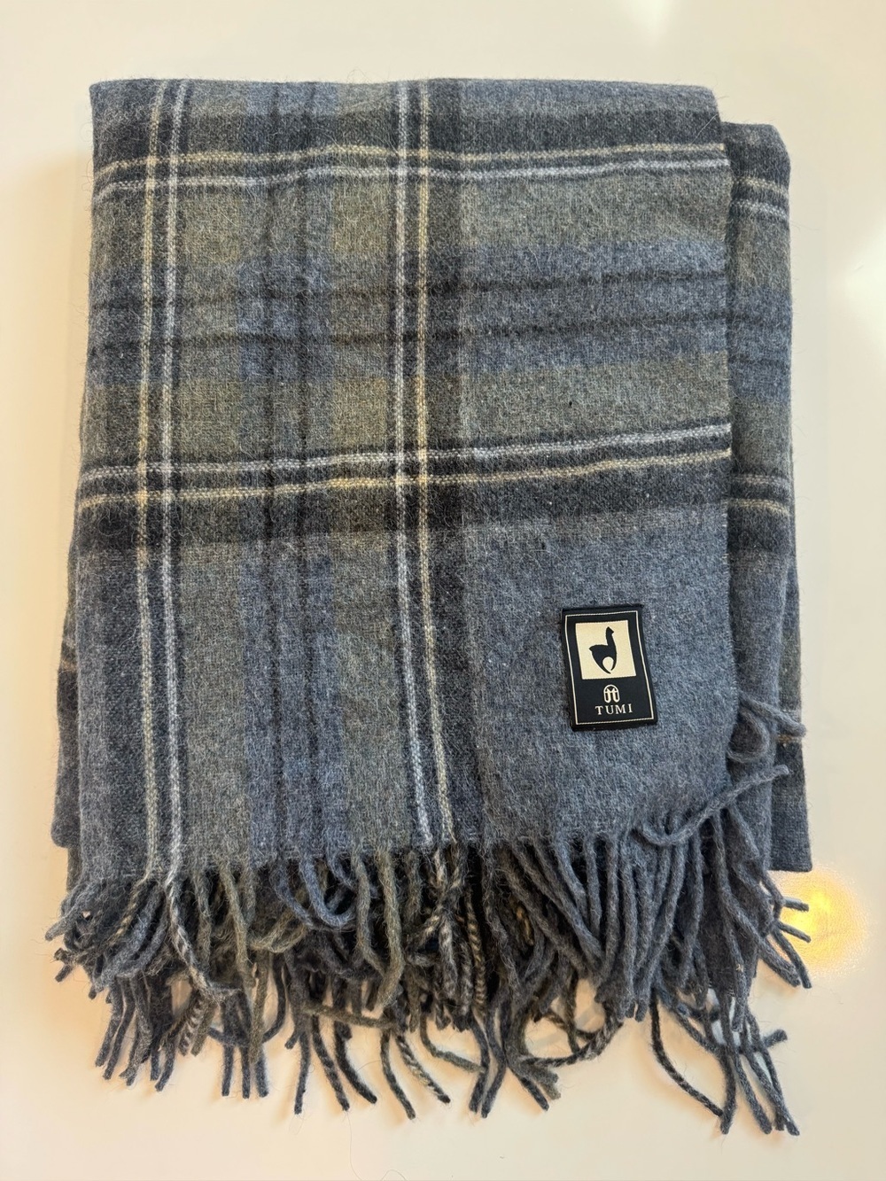 Tumi Alpaca Blend Plaid Throw Fringe